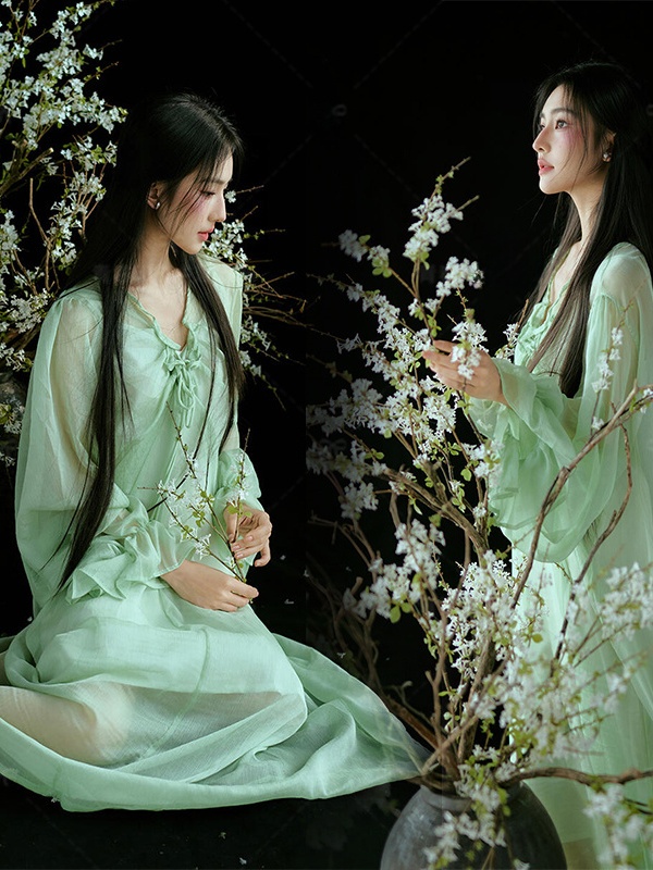 Ethnic Fashion Studio - Abito Verde in Stile Cinese, Tradizionale