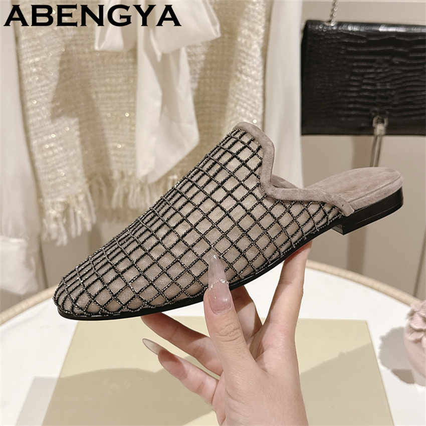 Ethnic Fashion - Ciabatte piatte con punta tonda in