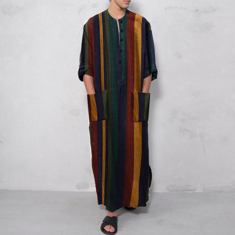 Fashion Ethnic Wear For Men - Camicia Lunga Stampata da Uomo Stile
